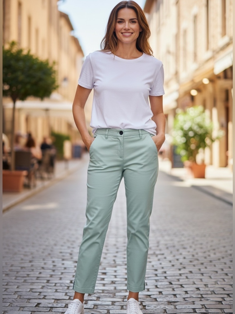 Talbots Mint Green Stretch Cotton Chino Ankle Pants